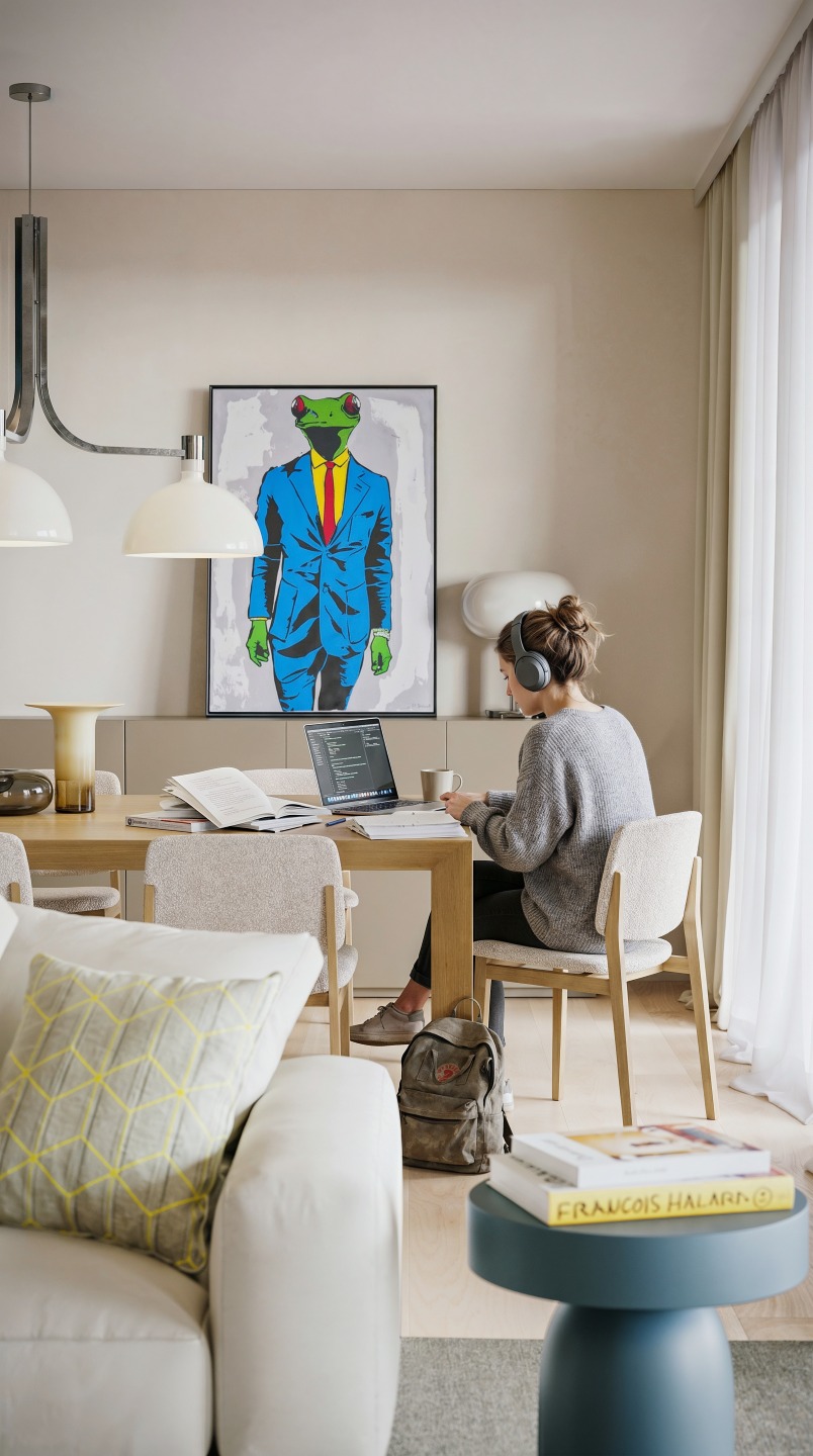 Ragazza lavorando in sala